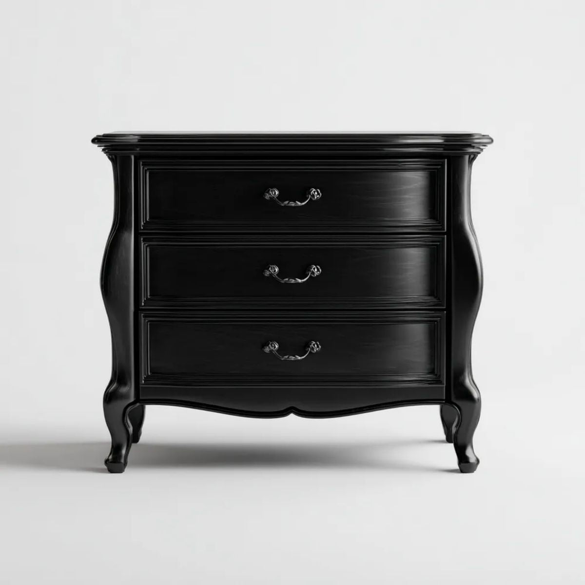 Czarna komoda z 3 szufladami z lakierowanej płyty MDF, 90 × 45 × 90 cm