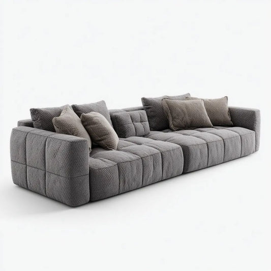 Szara sofa 4-osobowa z tapicerką poliestrową 300 × 105 × 75 cm