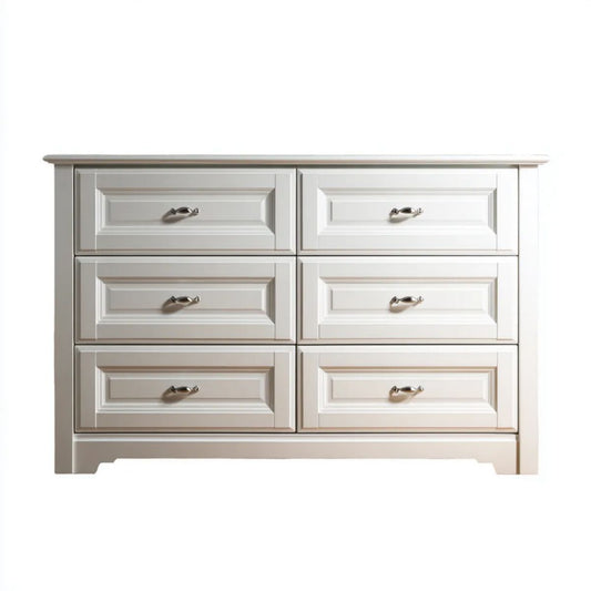 Biała komoda sypialniana z 6 szufladami z płyty MDF, 150 x 45 x 90 cm