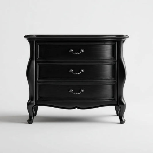 Czarna komoda z 3 szufladami z lakierowanej płyty MDF, 90 × 45 × 90 cm
